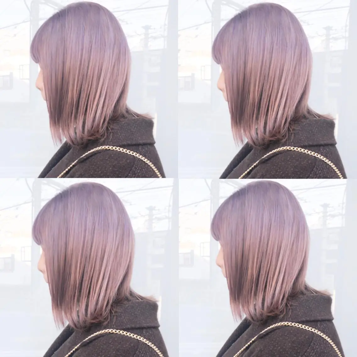 ミディアム パープルカラー ウルフカット ハッシュカット/七海のヘアスタイル