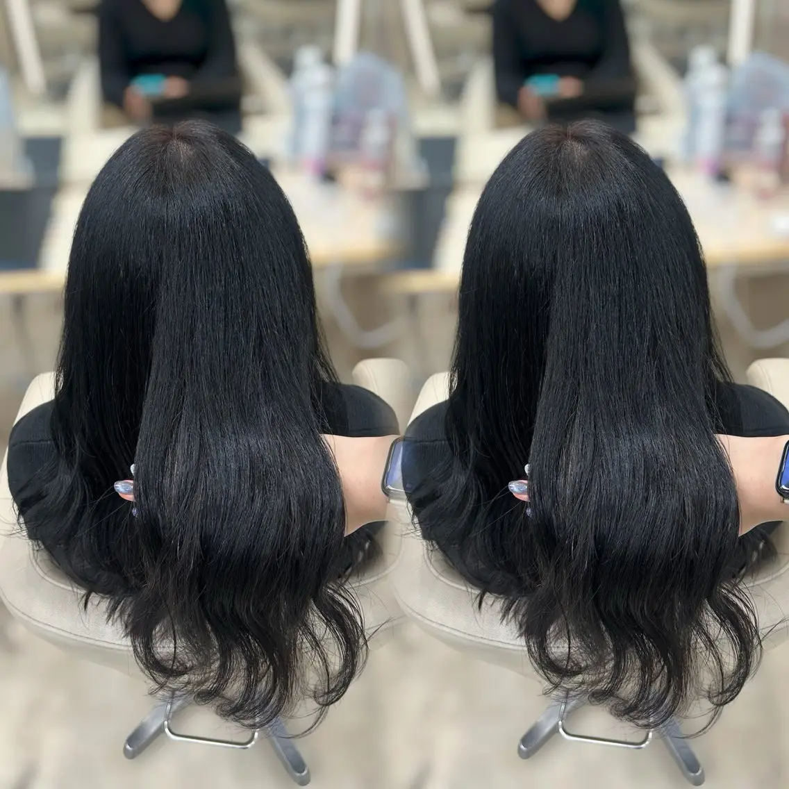 セミロング カラー ヘアカラー トリートメント ヘッドスパ ヘアセット ベージュ/つや髪/ レイヤー／ゆいなのヘアスタイル