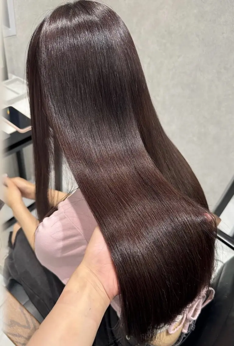セミロング カラー カット ヘアカラー トリートメント ユナ/透明color /艶髪/落とせる暗髪のヘアスタイル