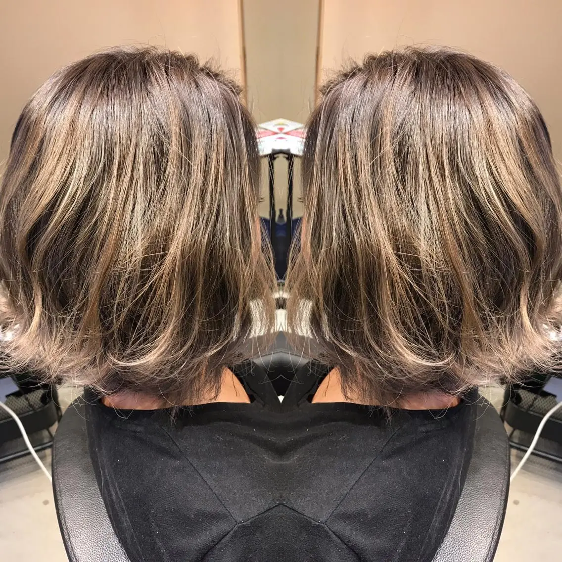 ショート カラー バレイヤージュ レイヤーカット ヘアカラー 大久保 隆蔵のヘアスタイル