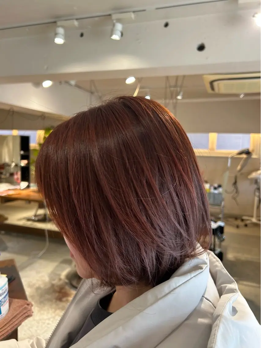 ショート カラー ブラウンカラー ピンクカラー ピンクブラウン 透明感カラー/ ハイトーン/縮毛矯正のヘアスタイル