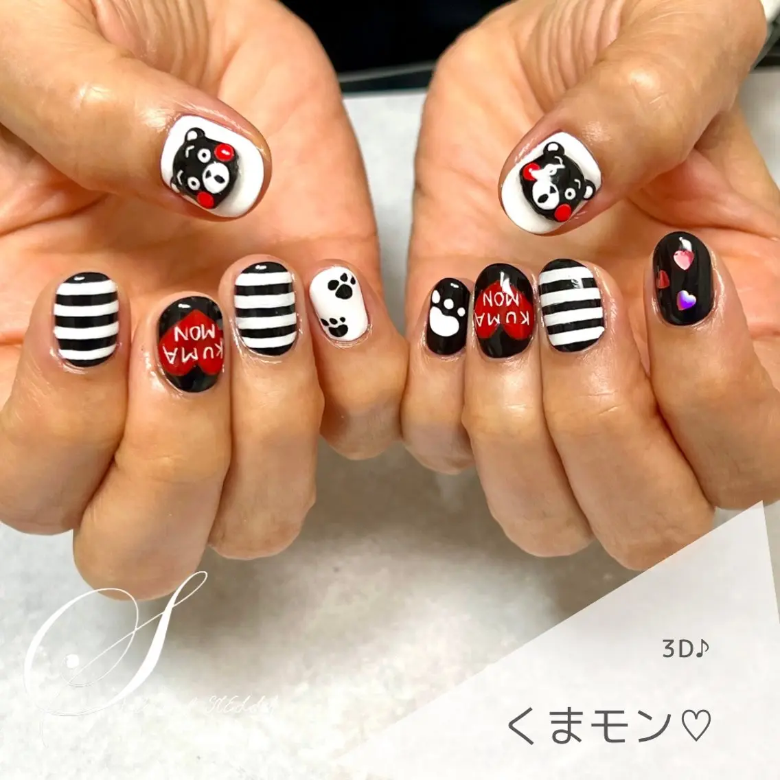 ネイル ボーダー ハンドネイル ステラ marikominoのネイルデザイン