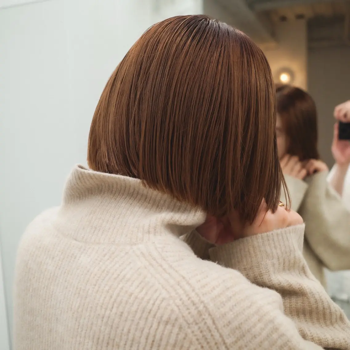 ミディアム カラー ブラウンカラー オレンジ オレンジブラウン ｍｅｉ .のヘアスタイル