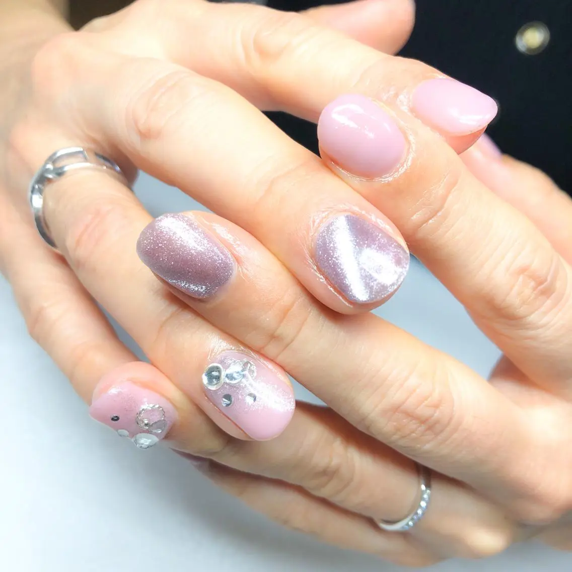 ネイル アートネイル マグネットネイル ワンカラーネイル ストーンネイル Kao hana-nailのネイルデザイン