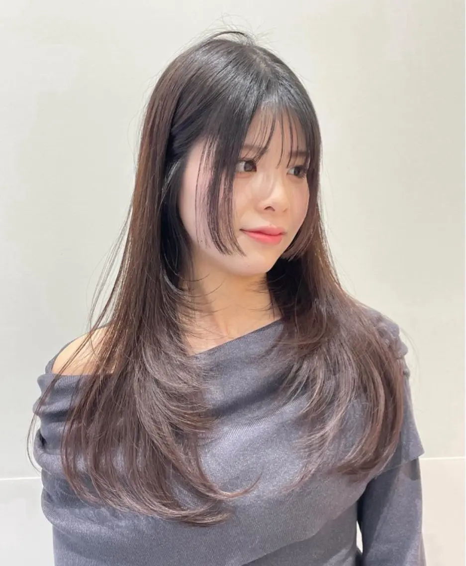 ロング ロングレイヤー ハッシュカット ハイレイヤー 韓国風ヘア レイヤーカット カット ヘアカラー トリートメント ❤︎︎韓国ヘア❤︎︎ 𝑺𝒉𝒊𝒉𝒐のヘアスタイル