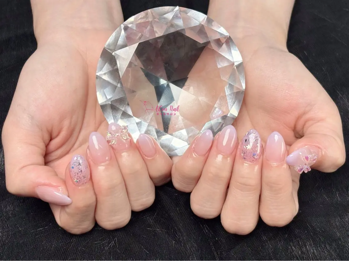 ネイル 桜ネイル 長さ出し フラワーネイル フレンチネイル ジェルネイル ハンドネイル ACon NailSalonのネイルデザイン