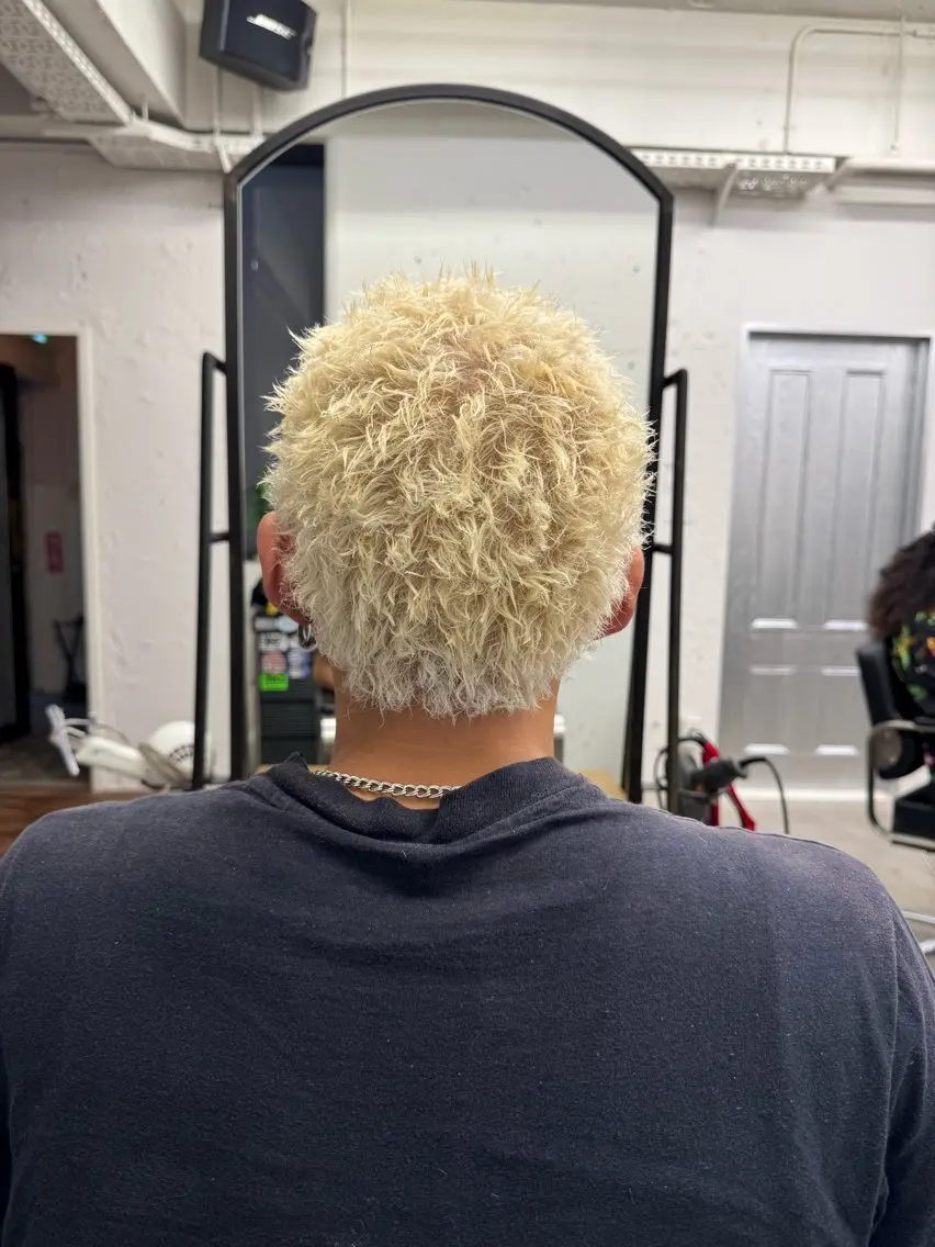 ショート カラー パーマ メンズ ダウンパーマ メンズハイライト メンズパーマ メンズショート ハイライトカラー カット ヘアカラー パーマ 💈メンズ特化💈 TASUKUのヘアスタイル