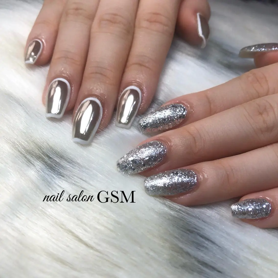 ネイル キラキラネイル ミラーネイル ハンドネイル nail salon GSMのネイルデザイン