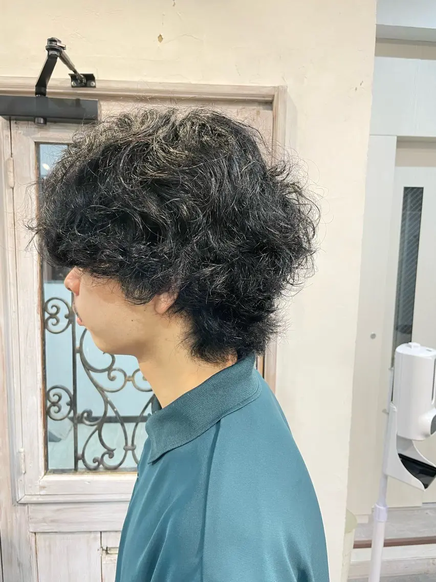 パーマ メンズ ショートボブ メンズブリーチ メンズハイライト メンズインナーカラー ボブ カット パーマ 🔆髪質改善 透明感 カラー🔆佐々木貴仁のヘアスタイル