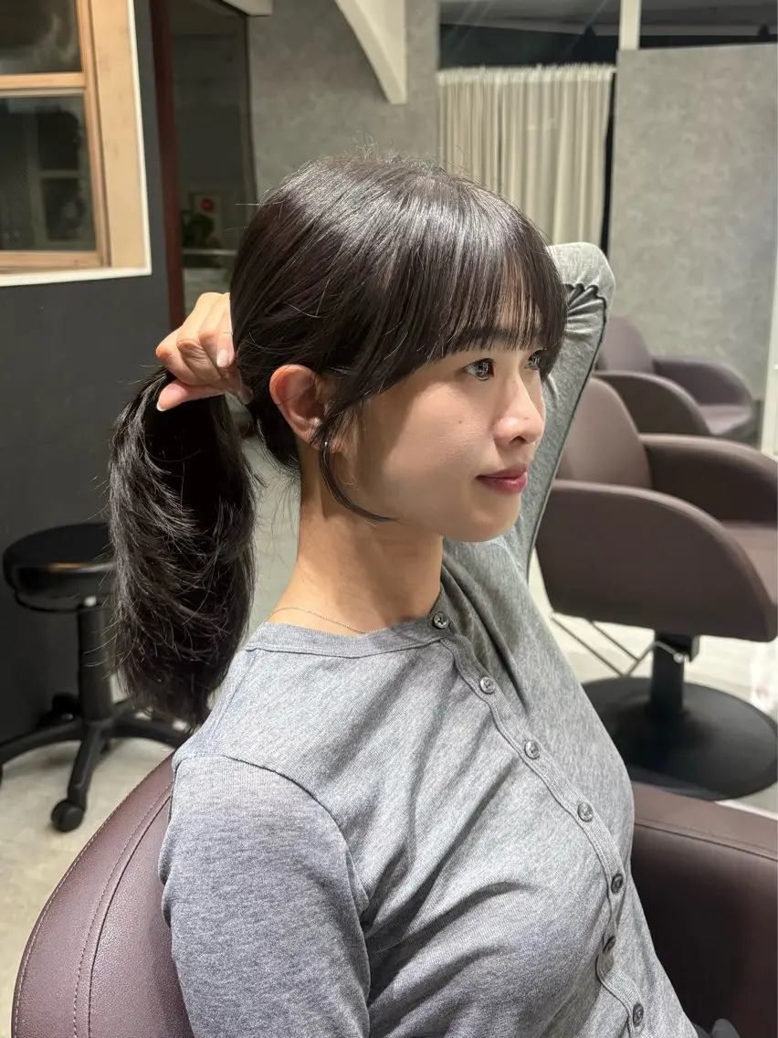 セミロング 顔周りカット 韓国風ヘア レイヤーカット おくれ毛 小顔カット カット ヘアカラー トリートメント あい❤︎ /韓国巻き/レイヤーのヘアスタイル