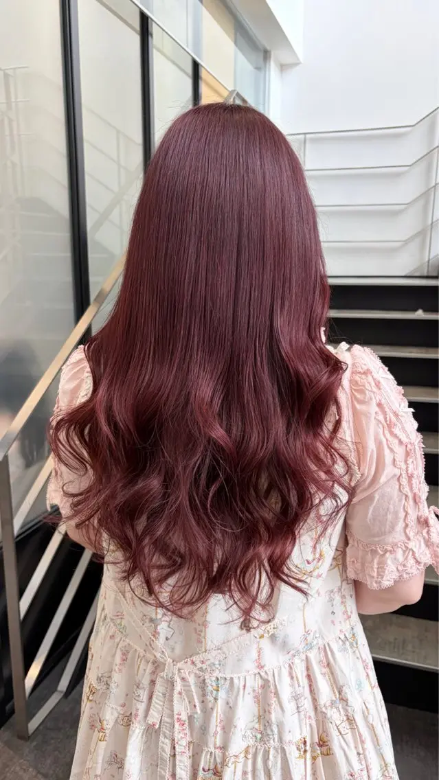 ロング カラー カット ヘアカラー トリートメント 🎀ブリーチなし ピンク🎀sakiのヘアスタイル