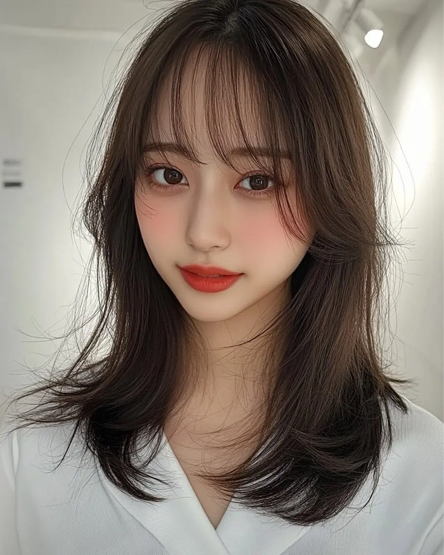 ミディアム カラー カット ヘアカラー トリートメント レイヤー×顔周 り×髪質改善/MIUのヘアスタイル