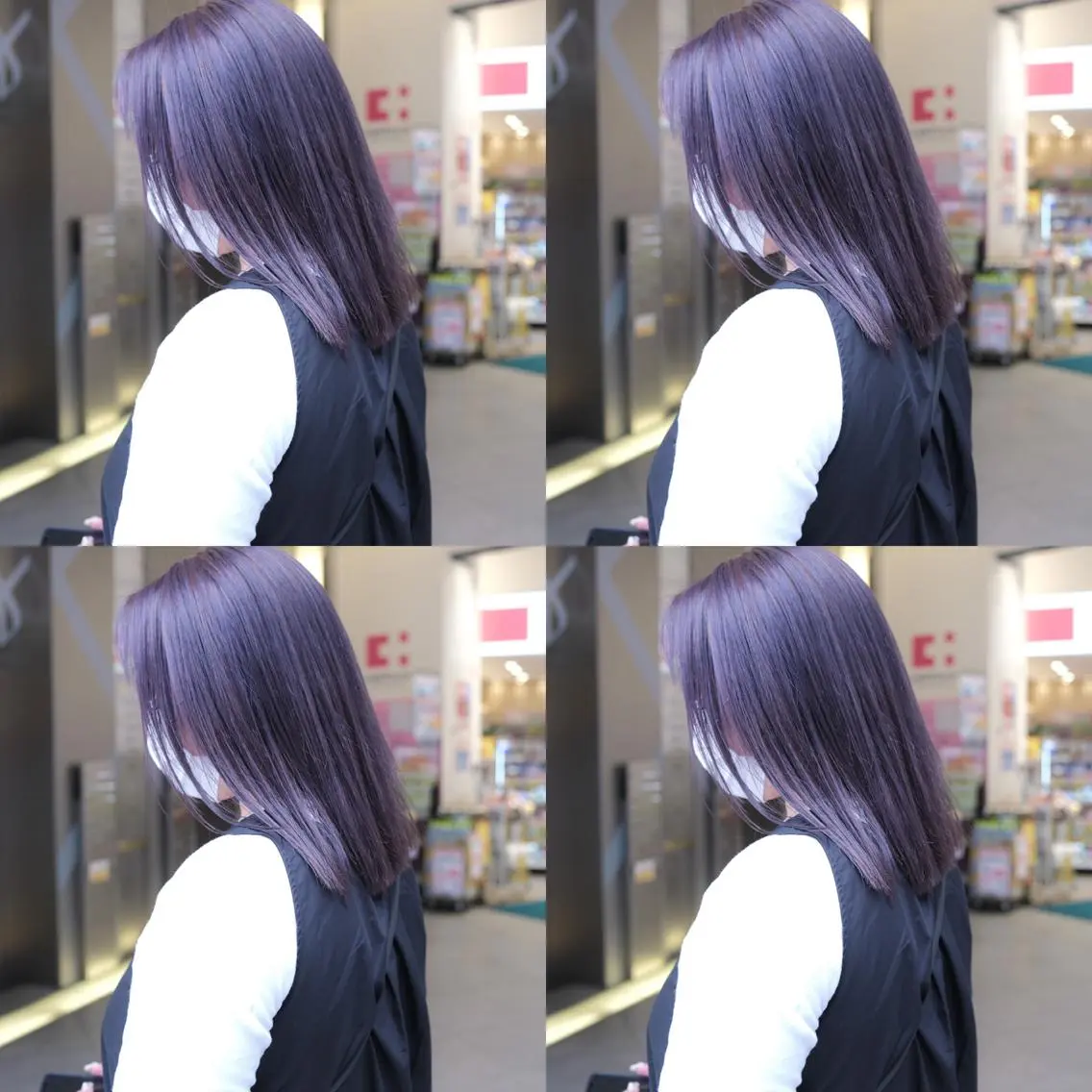 ミディアム カラー ヘアアレンジ ラベンダーカラー カット ヘアカラー トリートメント 竹内啓太 ボブのヘアスタイル