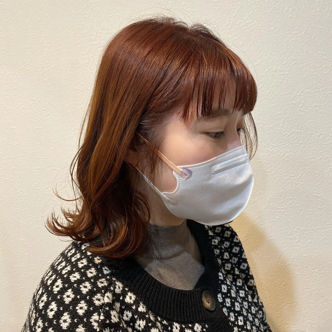 ミディアム ピンクブラウン カット ヘアカラー トリートメント 髪質改善／艶カラー 🫧harunaのヘアスタイル