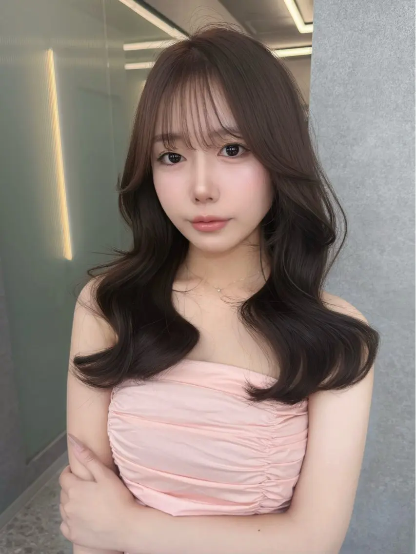 ロング カラー 韓国風ヘア レイヤーカット カット ヘアカラー トリートメント レイヤーカット /顔周り/和奏︎♪のヘアスタイル