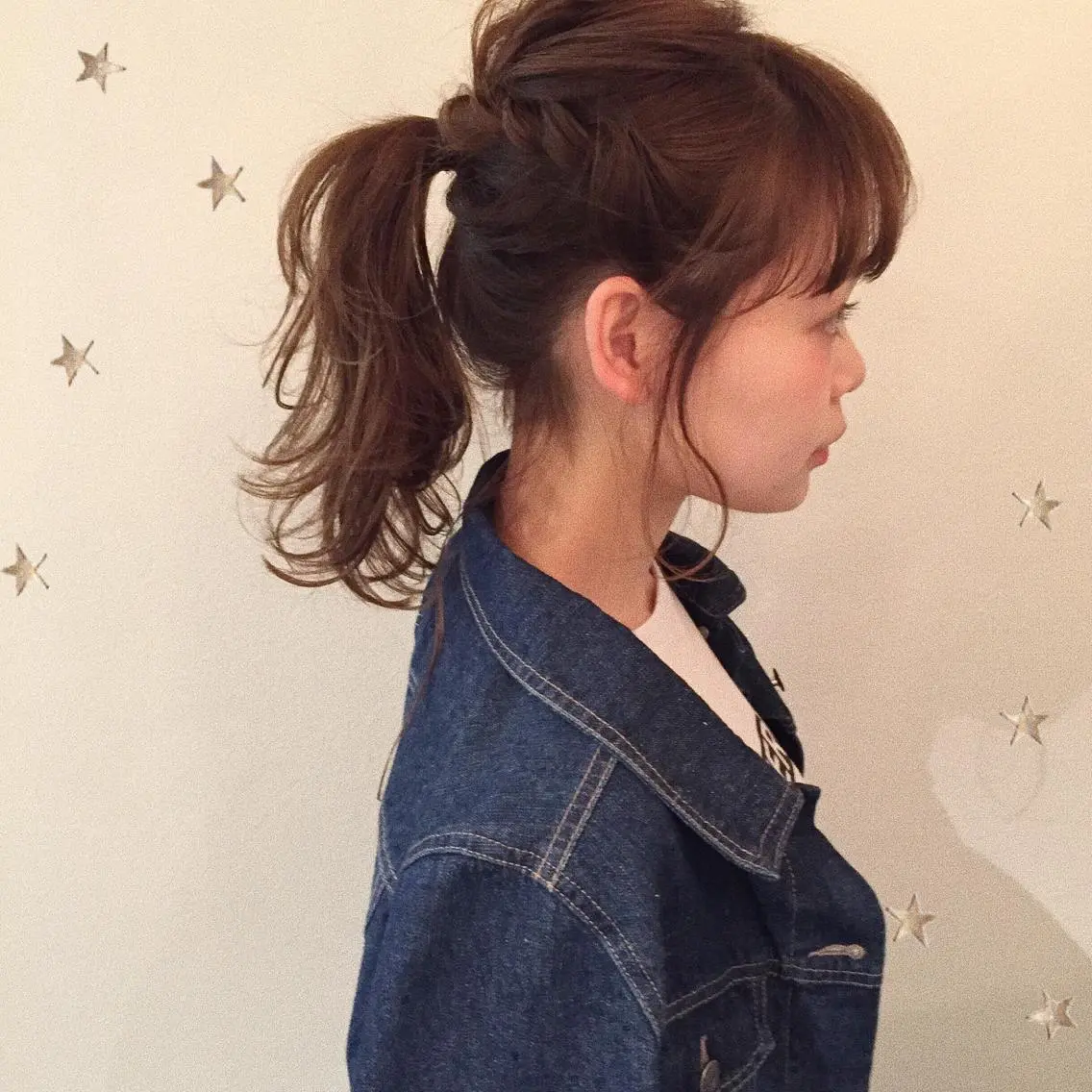 セミロング ヘアアレンジ ポニーテール 市川 千夏のヘアスタイル