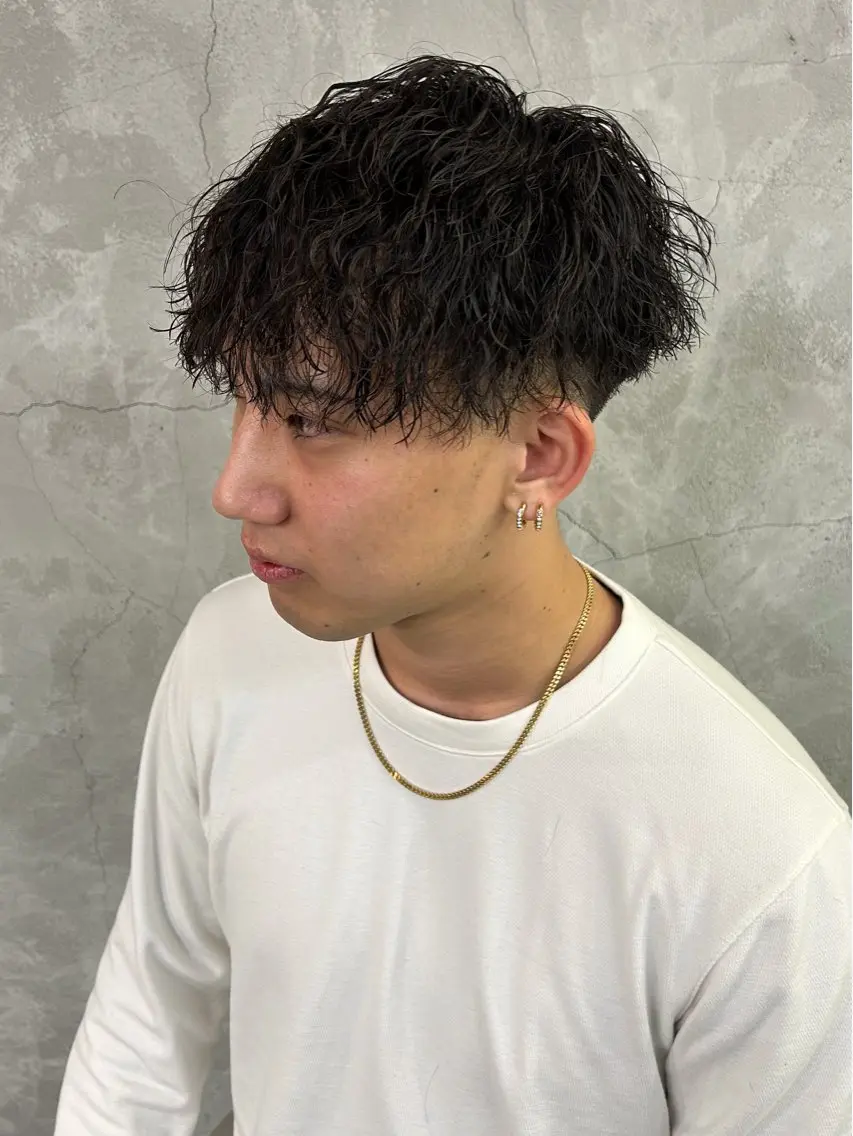 ミディアム パーマ メンズ カット パーマ 小塚 悠雅のヘアスタイル