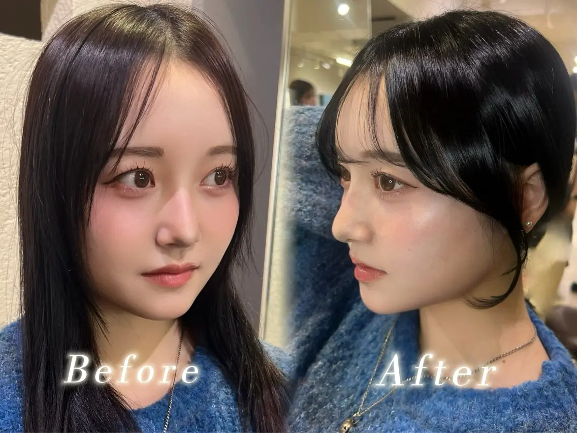 ロング カラー 黒髪 ブルーカラー ブルーブラック カット ヘアカラー トリートメント 髪質改善×透明感カラ ー/新宿/SHOKIのヘアスタイル