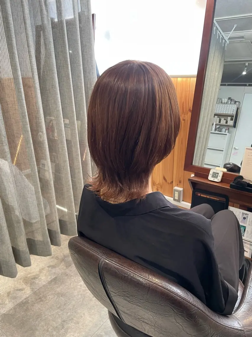 ミディアム カラー ブラウンカラー キャラメルブラウン ウルフカット カット ヘアカラー トリートメント 髪質改善/Bloss om🌷高橋沙衣のヘアスタイル
