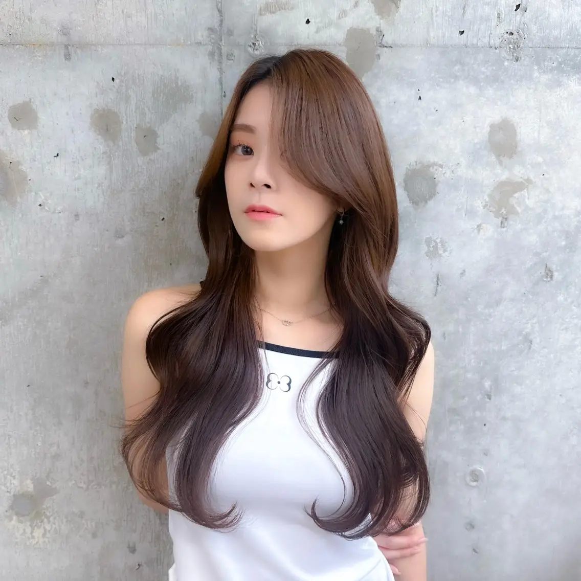 ロング カラー グレージュ 髪質改善 カット ヘアカラー トリートメント ヘッドスパ 髪質改善/韓国ヘア レイヤー/新宿/ロミのヘアスタイル