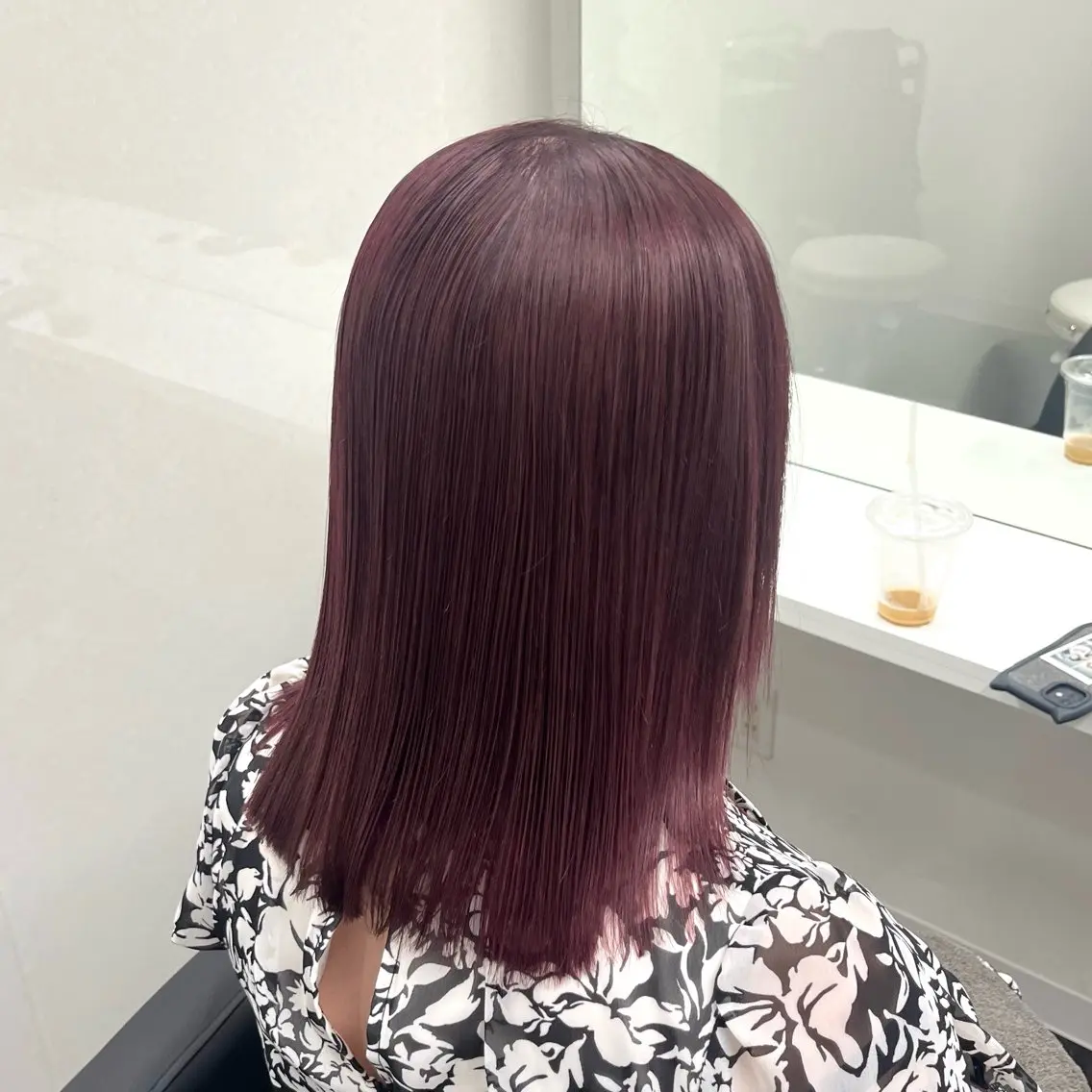 ミディアム カラー ブリーチ ボルドーカラー ブラウンカラー カシス デザインカラー ヘアカラー トリートメント 天神/ケアブリーチ/ 髪質改善/上質艶髪のヘアスタイル