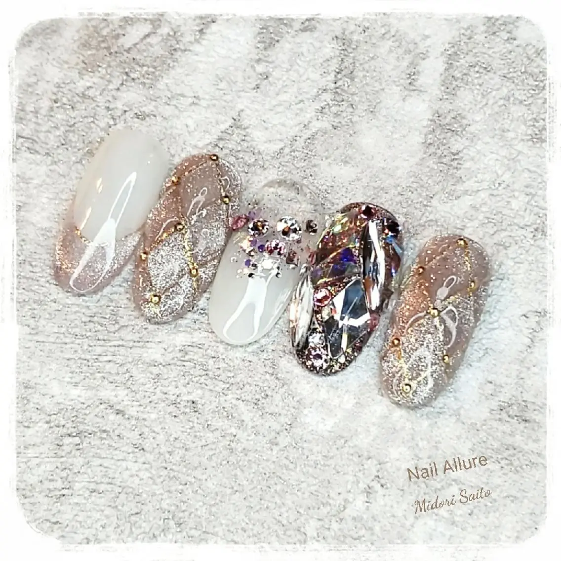 ネイル フレンチネイル マグネットネイル マグネットフレンチ Nail Allureのネイルデザイン