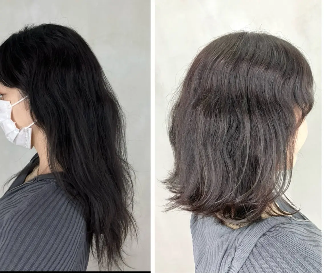 ミディアム レイヤーカット 縮毛矯正 ウルフ・ハイレイヤー 🌟ナカノ・ユウヤのヘアスタイル