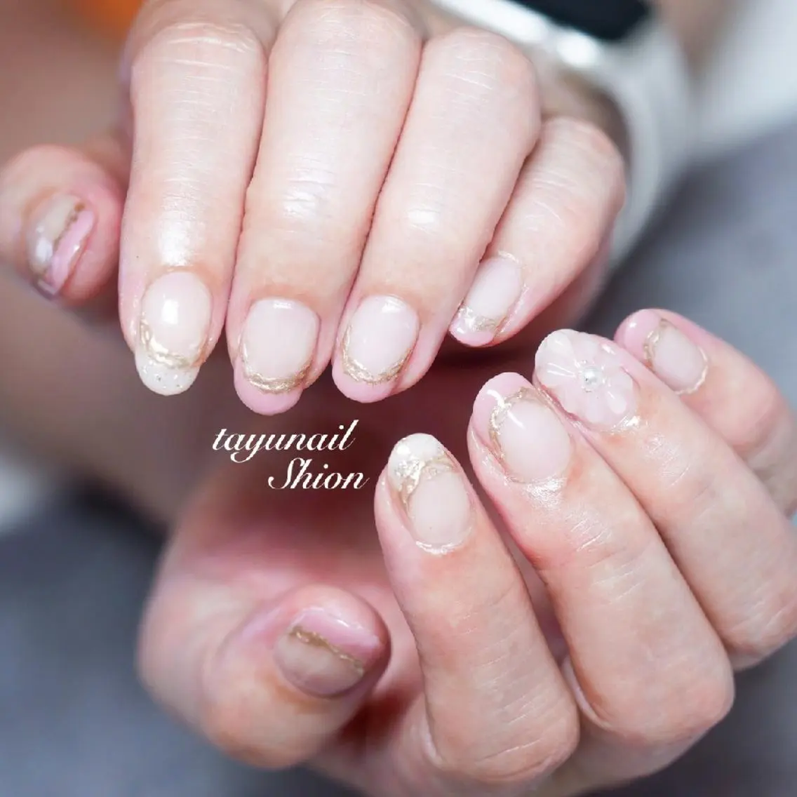 ネイル ブルー クリアネイル フラワーネイル フレンチネイル ジェルネイル ネイルサロン 【たゆnail】のネイルデザイン