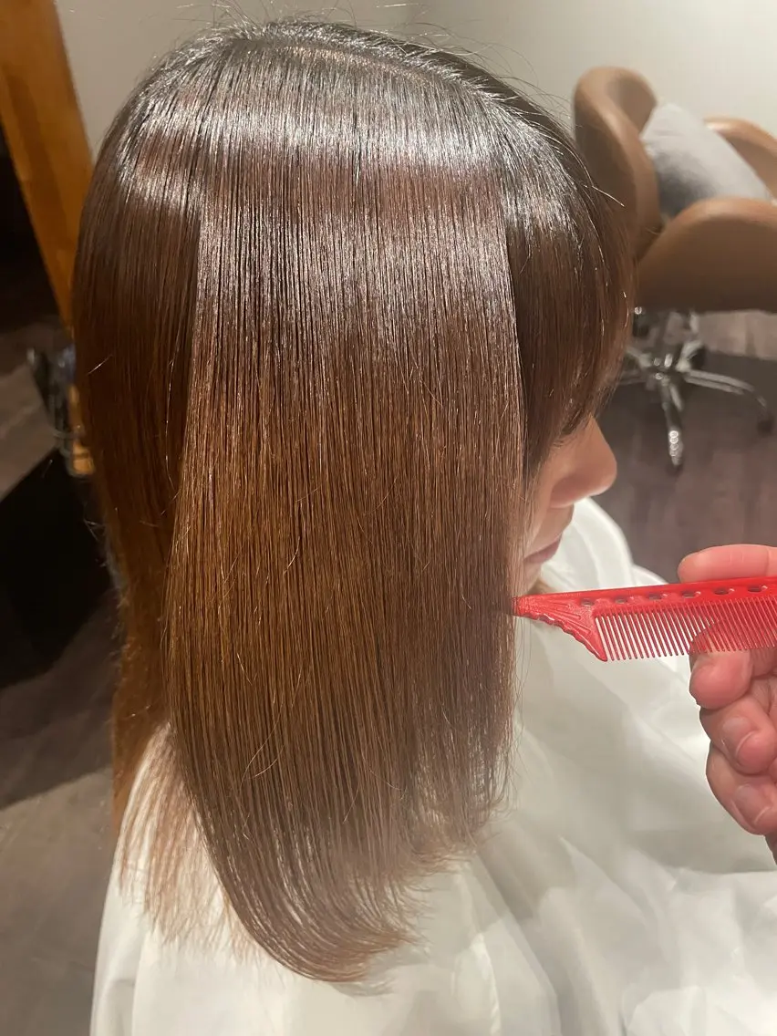 ミディアム カット ヘアカラー トリートメント 髪質改善×潤艶カラー ⭐️岡田崇彰のヘアスタイル