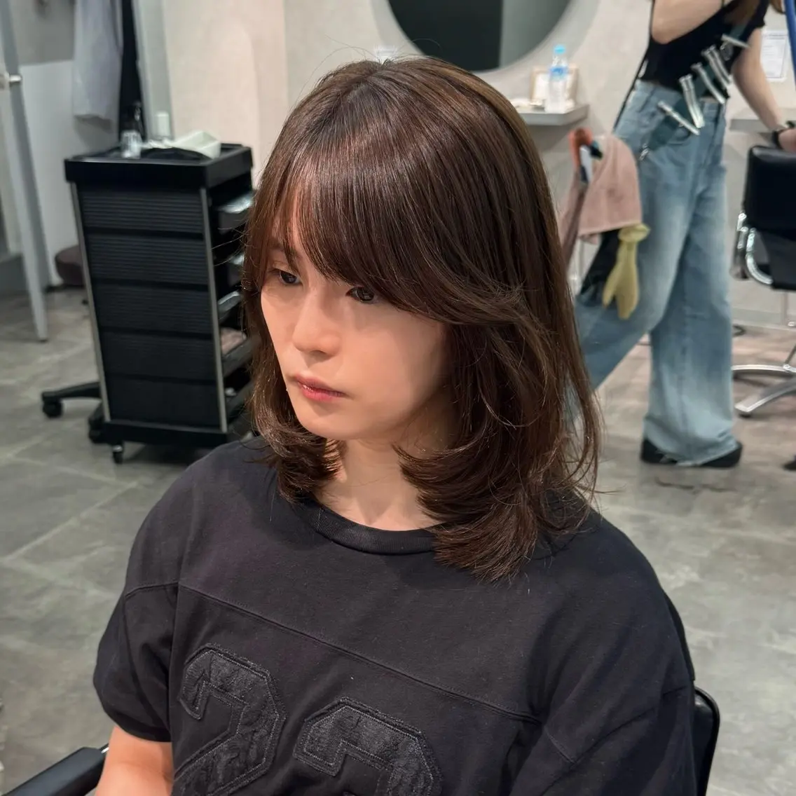 ミディアム カット ヘアカラー 韓国特化🇰🇷千葉 /レイヤーカット竜生のヘアスタイル