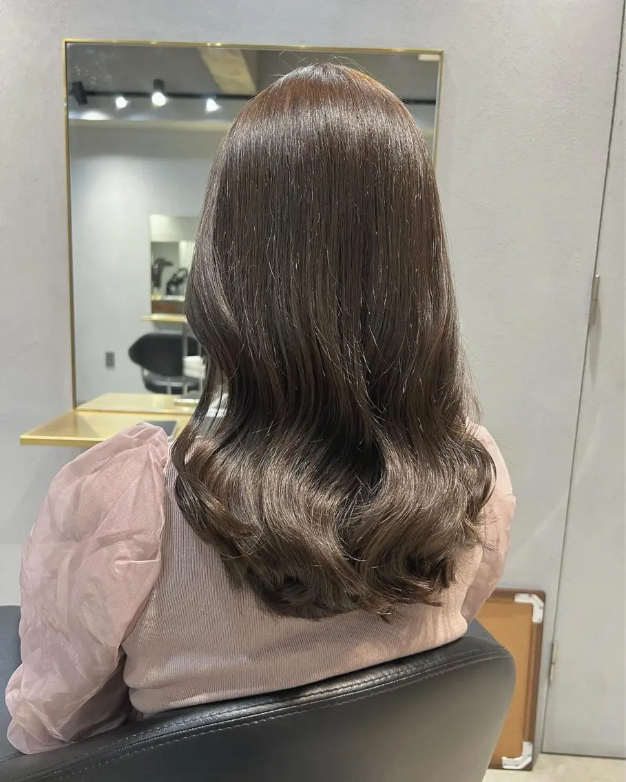 セミロング カラー カット ヘアカラー トリートメント akane/オリーブ /ボブパーマのヘアスタイル