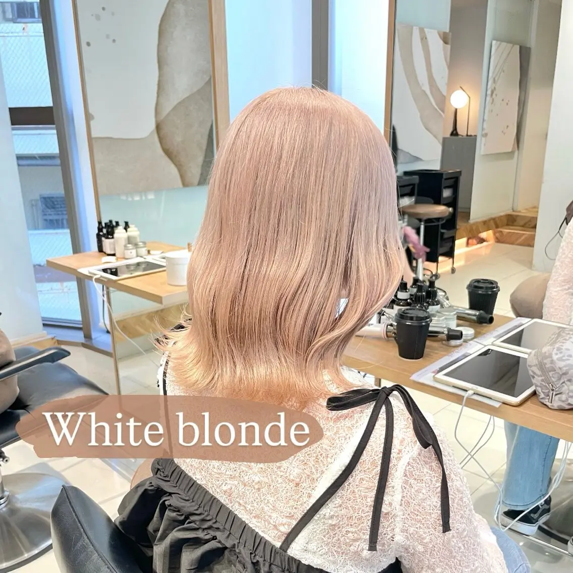 ミディアム カラー ブリーチ ブロンド ホワイトブロンド ヘアカラー トリートメント ツヤ髪/透け感ヘア 💎Nokaのヘアスタイル