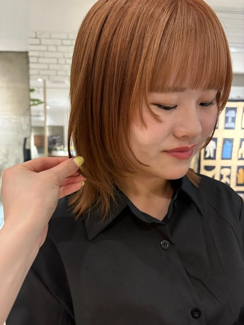 ショート カラー オレンジ カット ヘアカラー Yui⭐️ 透明感カラー🫧のヘアスタイル