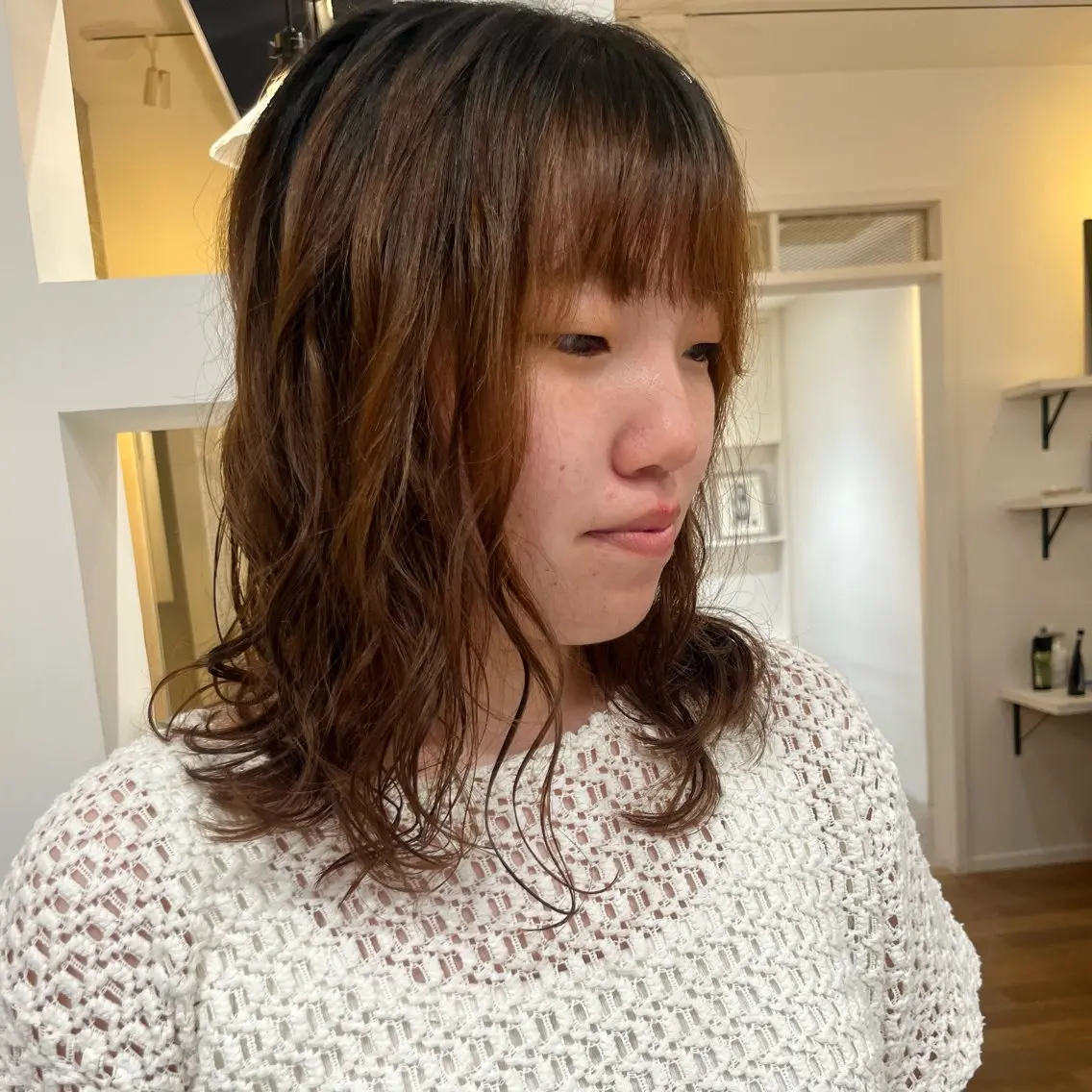 ミディアム ボブ トリートメント カット ヘアカラー トリートメント 無料カットモデル‪✨ ✂️Nanami🌷のヘアスタイル