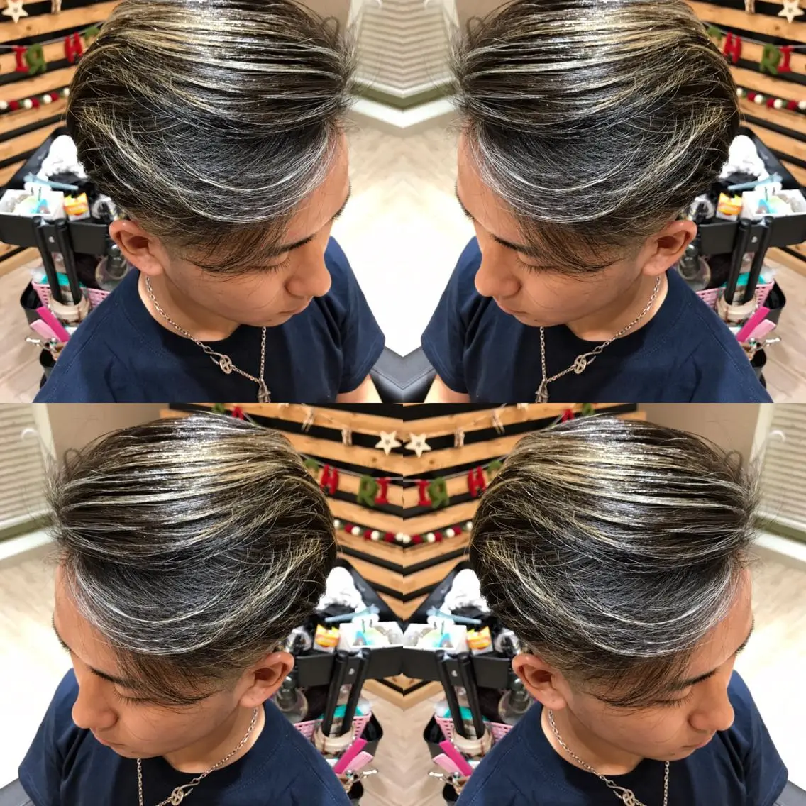 ショート カラー メンズ メンズハイライト ハイライトカラー 顔周りカット ハイライト ヘアカラー 大久保 隆蔵のヘアスタイル