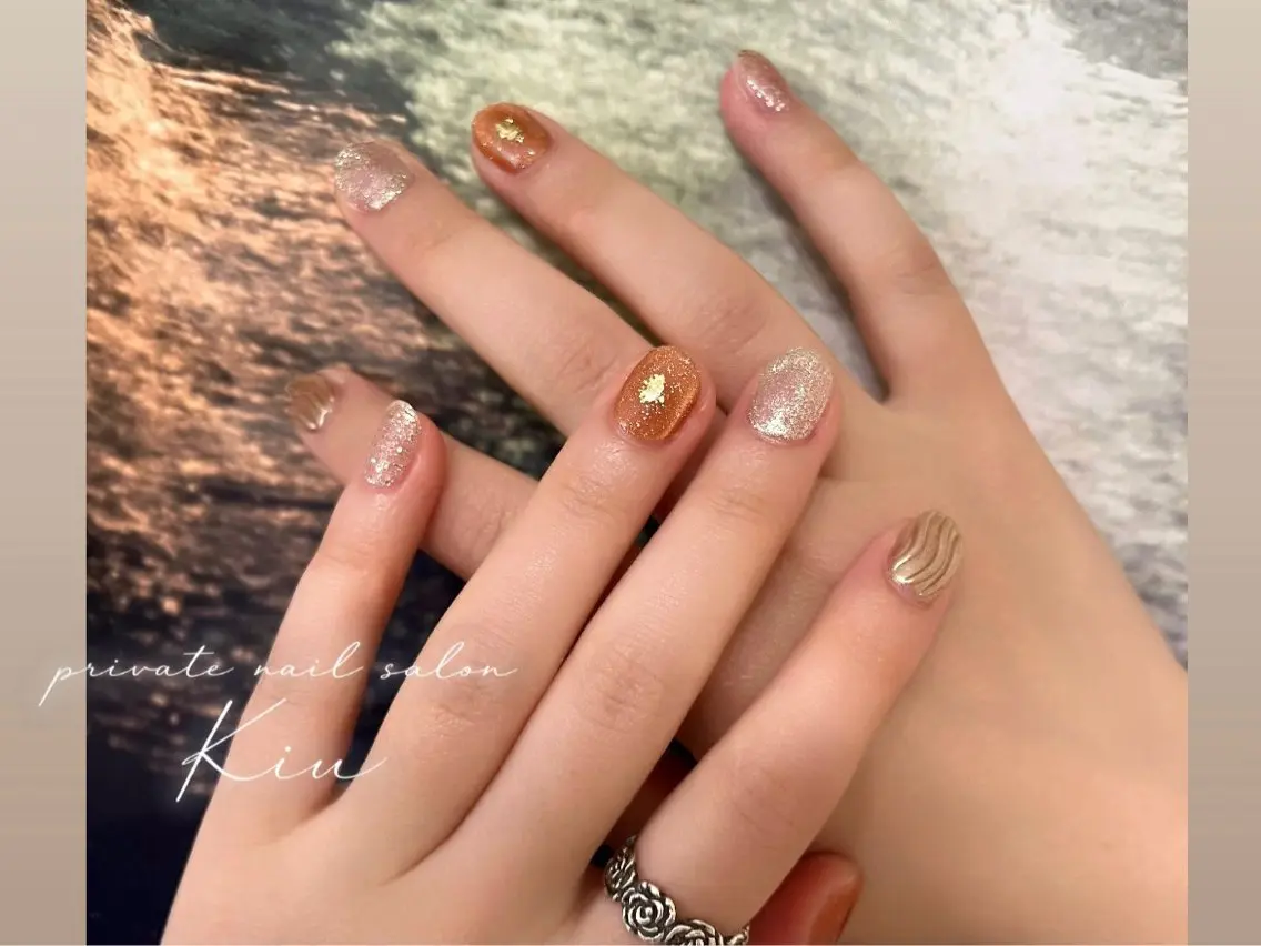 ネイル ジェルネイル ミラーネイル ニュアンスネイル オフィスネイル ショートネイル kiu nailsalonのネイルデザイン
