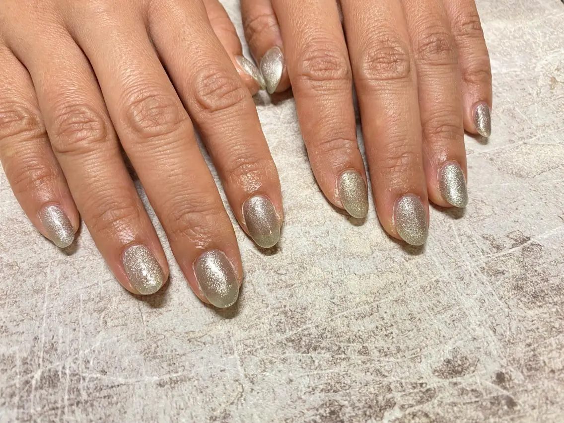 ネイル マグネットネイル シルバー ハンドネイル mogunail &blowのネイルデザイン