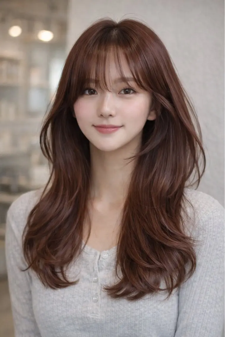 ロング カラー ヘアアレンジ ヘアカラー JUNO韓国ヘア MIAN.⋆𝜗𝜚のヘアスタイル