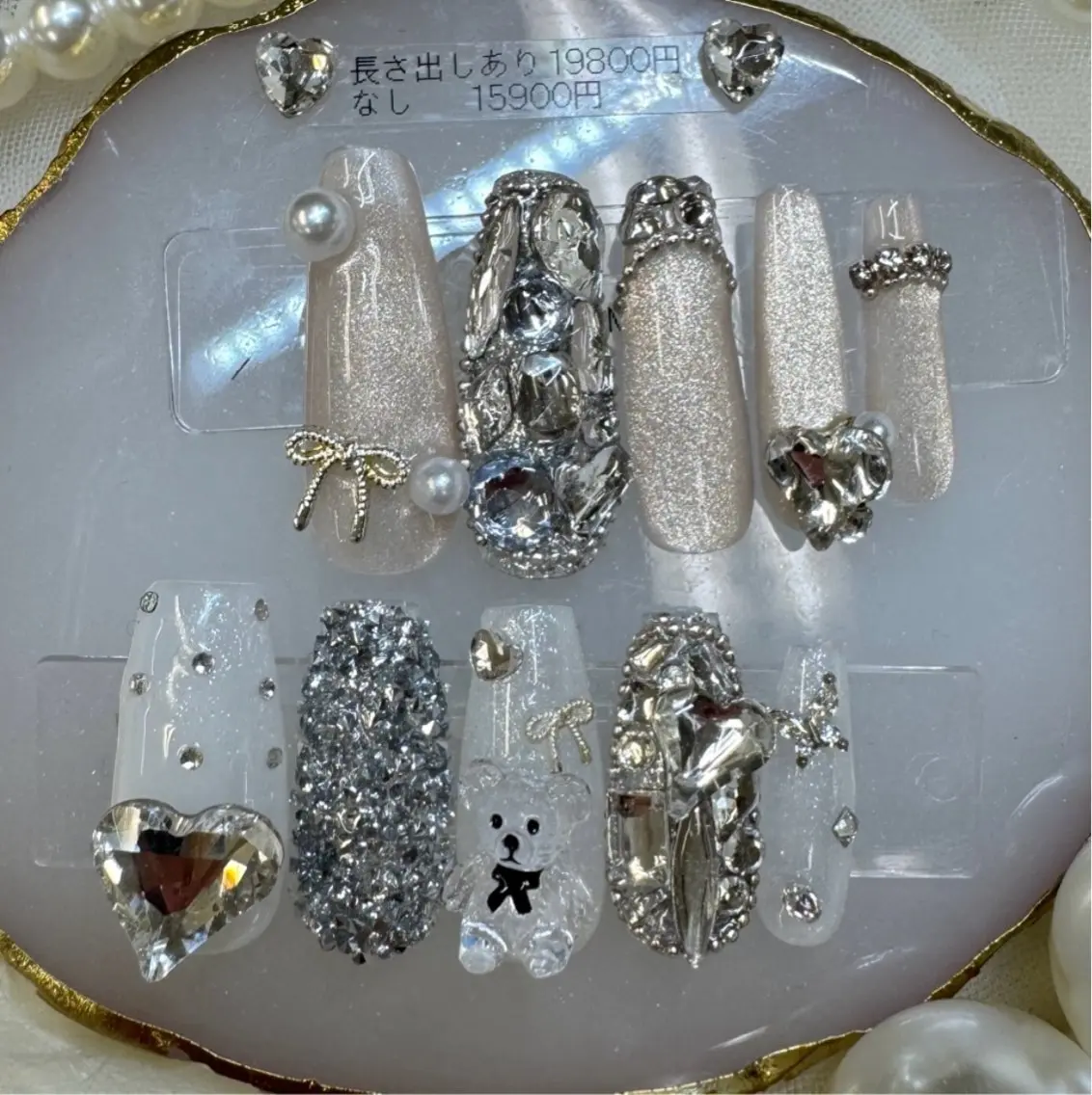 ネイル アートネイル フットネイル フレンチネイル ガラスフレンチ ハート Queeens nailのネイルデザイン
