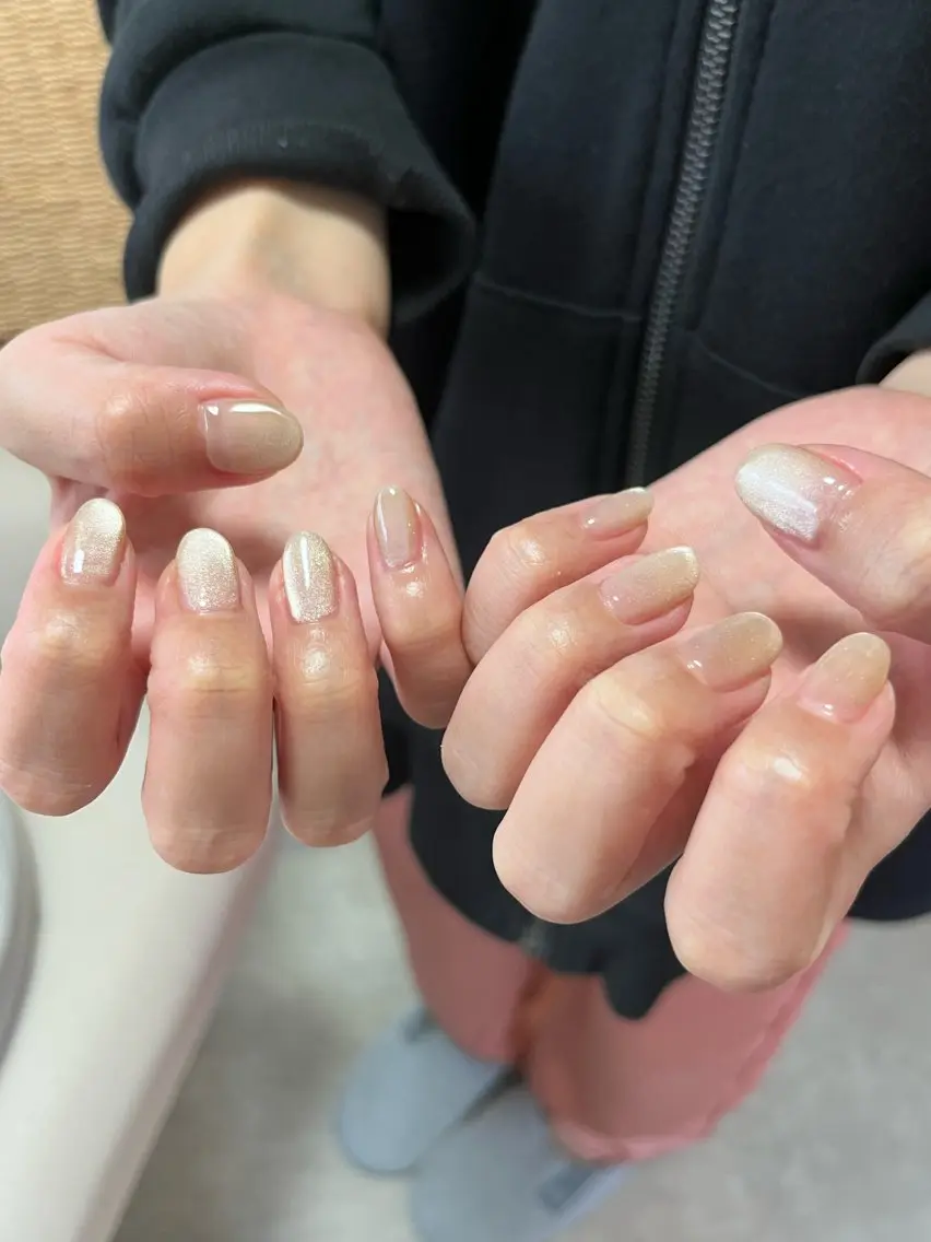 ネイル ジェルネイル ゴールド マグネットネイル ハンドネイル tamu nail 金町のネイルデザイン