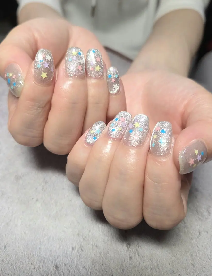 ネイル ジェルネイル ホログラムネイル キラキラネイル マグネットネイル パラジェル ハンドネイル flure de neige yukiのネイルデザイン