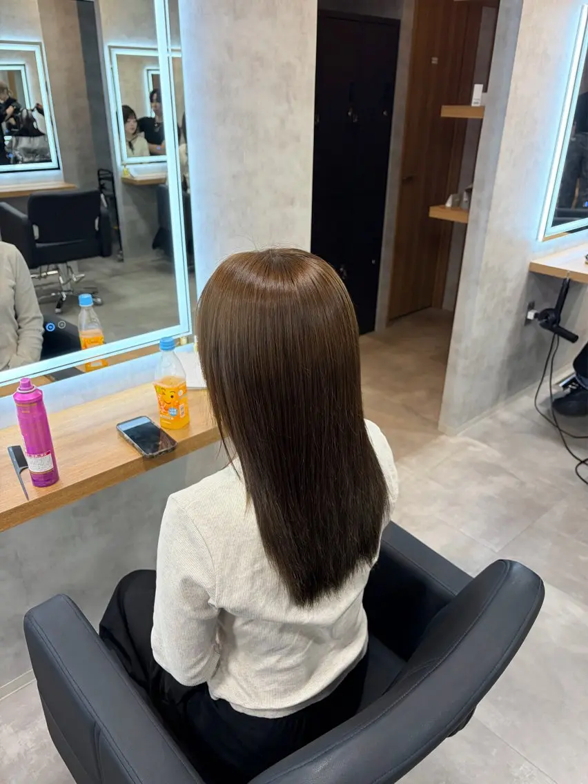 セミロング ヘアカラー ヘアセット 透明感/韓国風 RENA🤎のヘアスタイル
