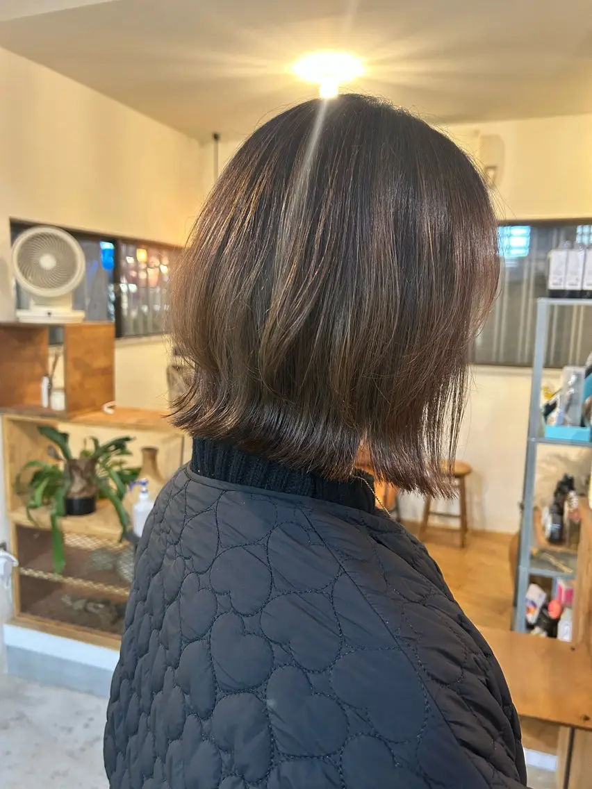 ミディアム ボブ くびれヘア 透明感カラー 美髪矯正💎momoのヘアスタイル