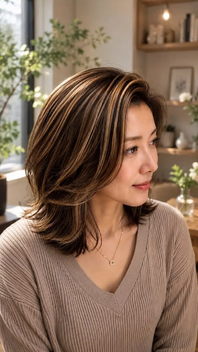 ミディアム ハイライト 千葉 光春のヘアスタイル