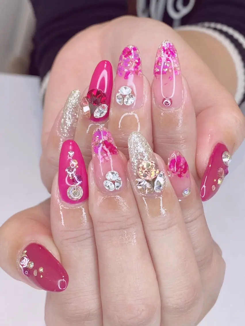 ネイル アートネイル オーロラネイル クリアネイル グラデーション ハート Nail Salon ertiのネイルデザイン