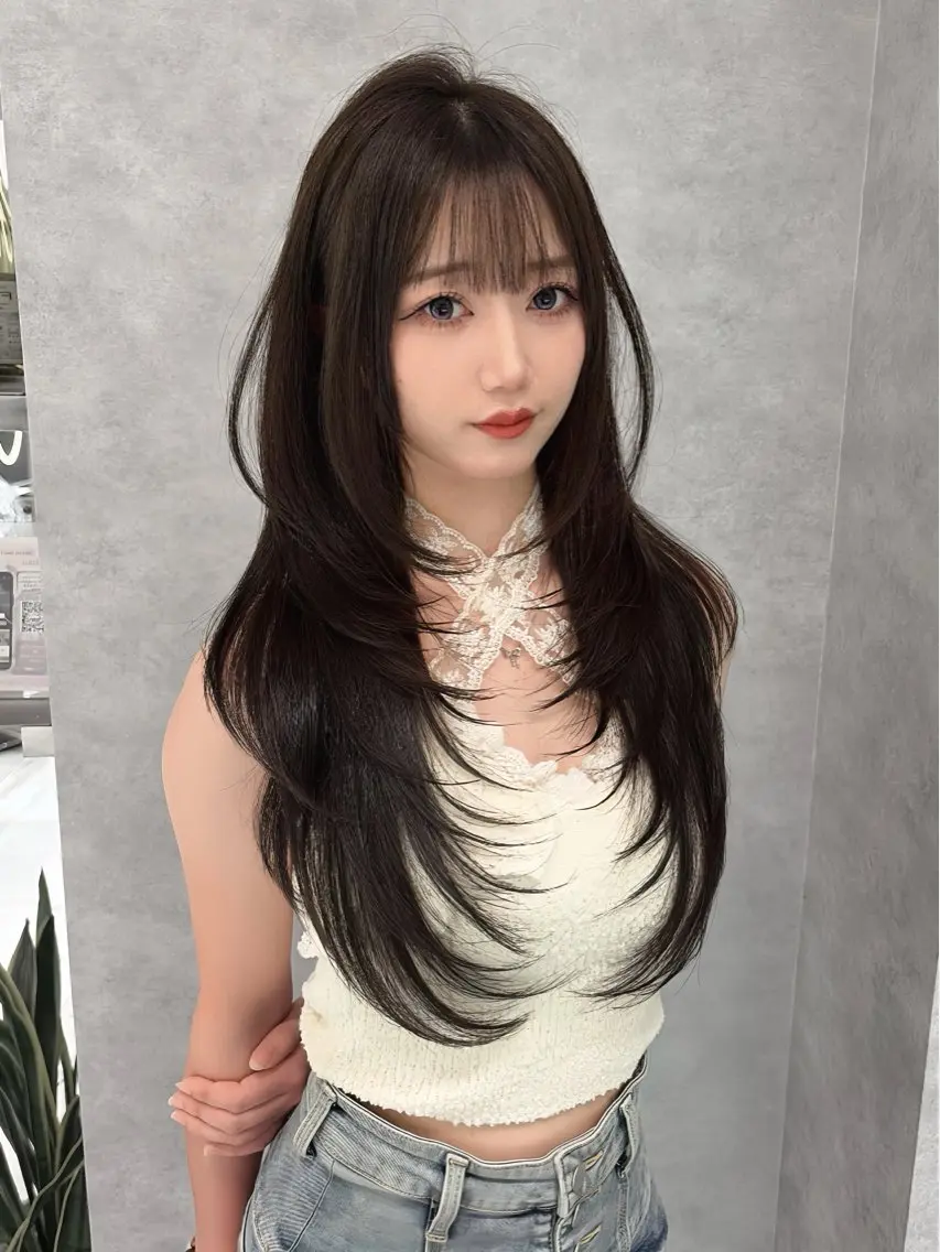 ロング カラー アッシュ ハッシュカット カット ヘアカラー トリートメント 💎KEN /レイヤー/韓国💎のヘアスタイル