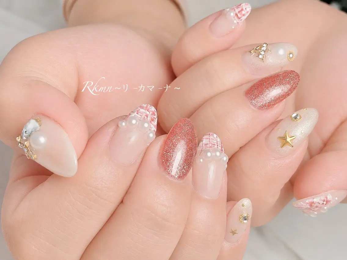 ネイル アートネイル 持ち込み スカルプネイル ツイードネイル ハンドネイル フットネイル ハンドケア Rkmn ~リ-カマ-ナ~のネイルデザイン