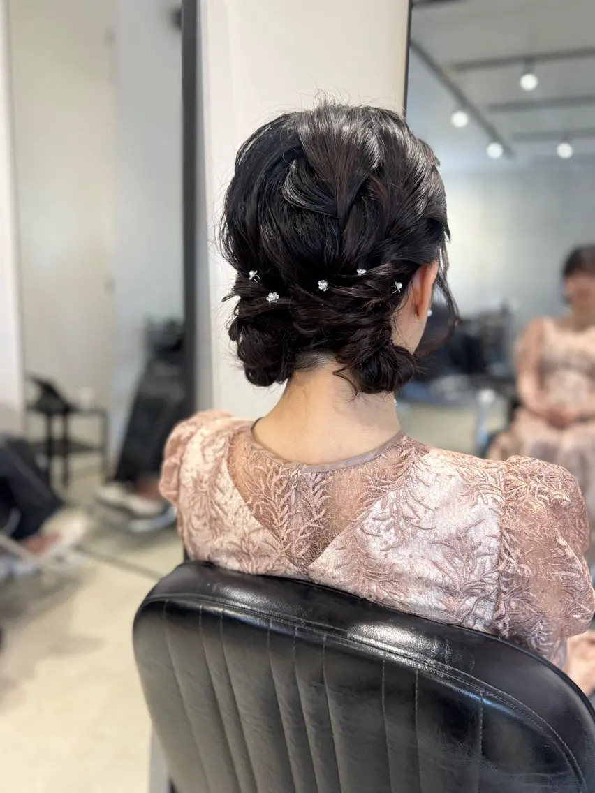 ミディアム カラー パーマ ヘアセット 透明感/オリーブ/ グレージュ/YUKAのヘアスタイル