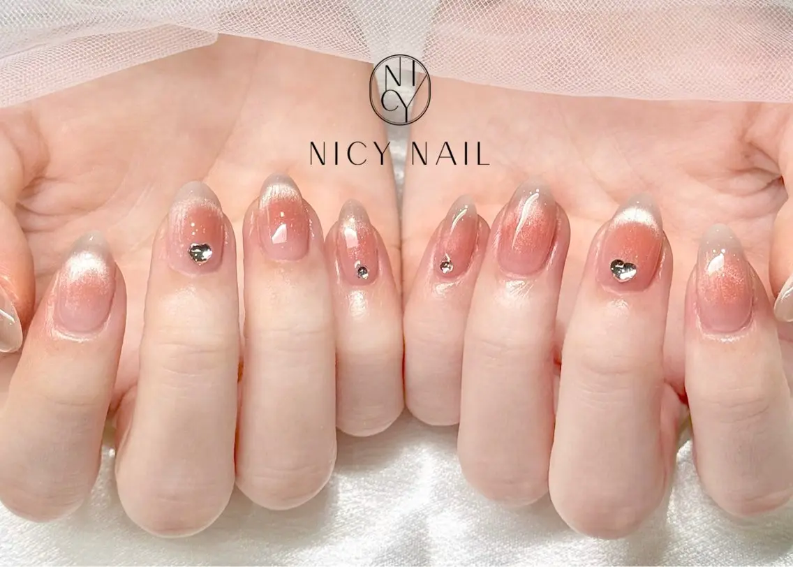 ネイル アートネイル オーロラネイル ブルー チークネイル フットネイル NICY NAIL 池袋のネイルデザイン