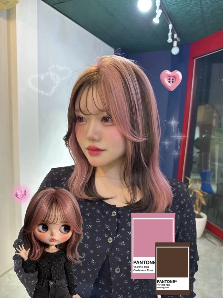 ミディアム カラー ブラウンカラー ピンクカラー ヘアカラー トリートメント 梅田/似合 わせ艶ハイトーン💘のヘアスタイル
